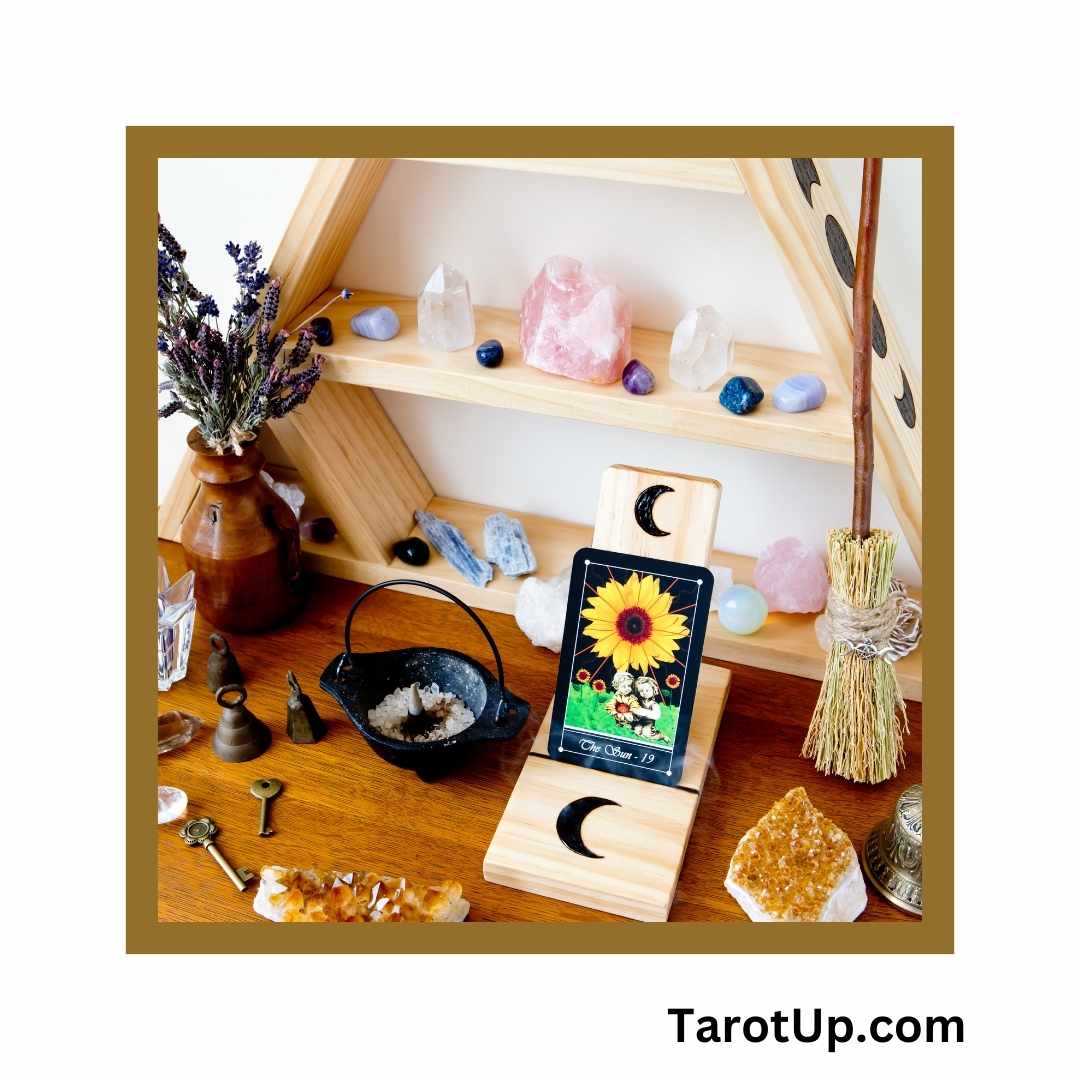 Major Arcana cards laid out on a table with symbolic imagery